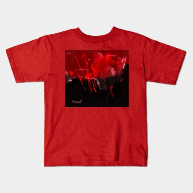 Red abstract Kids T-Shirt by sukhpalgrewal